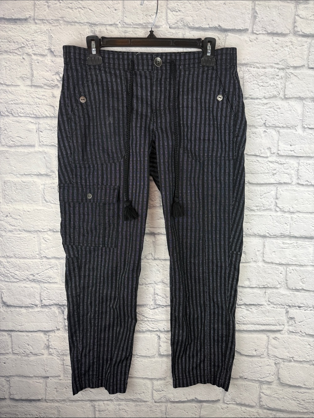 Sonoma Black Striped Linen Blend Pants Size 6